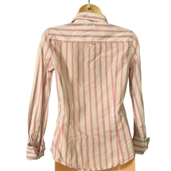 Express Striped Blouse Woman Size XS Button Down Long Sleeves Office Preppy - Picture 2 of 7